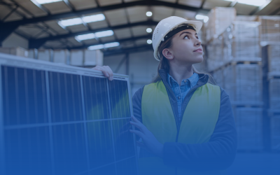 Image of a person working with solar panels